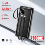 NexO NX PB-070 20000mAh 22.5W Super Fast Charging Power Bank with Built-in Lightning & Type-C Cables